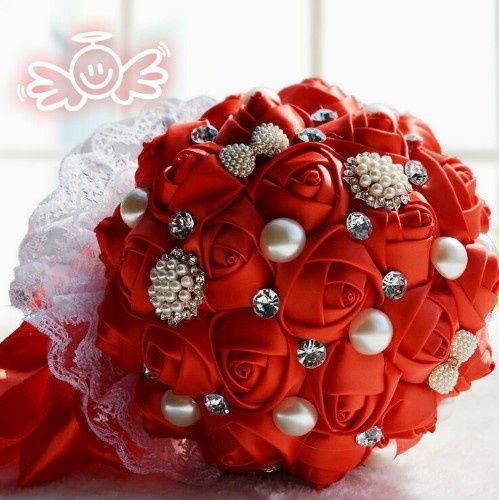 Buquê Vermelho com pérolas 06
