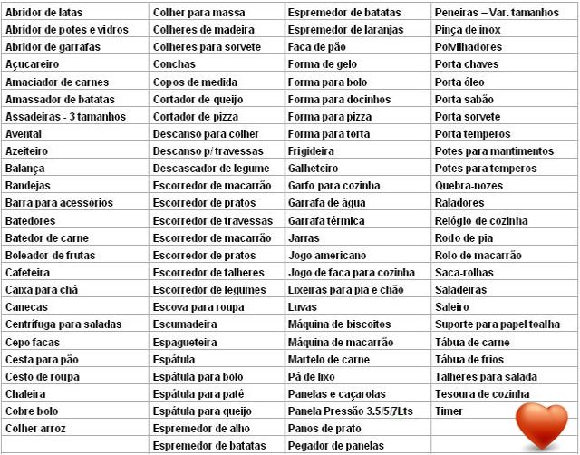 modelo lista chá de panela