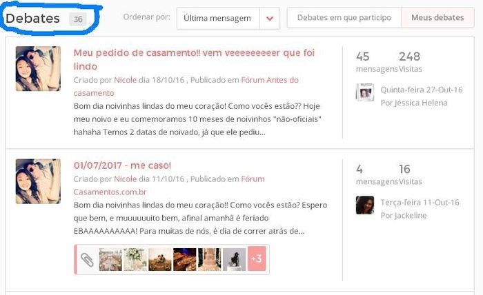 3. Quantos debates você já criou?