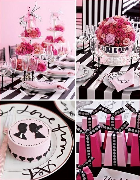 Decoração em preto, branco e rosa