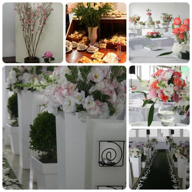Decoração verde e rosa