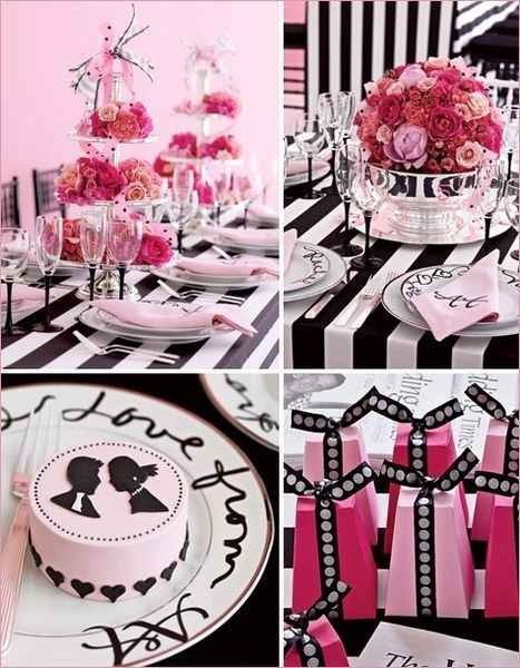 Decoração em preto, branco e rosa