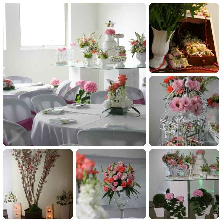 Decoração verde e rosa