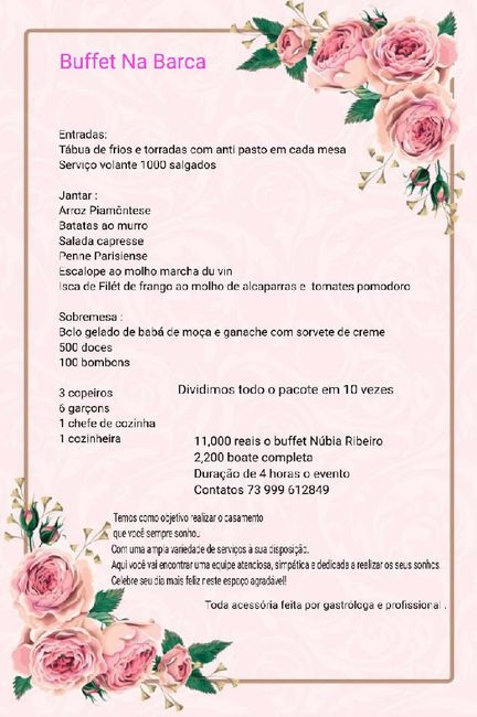 Que tipo de comida servirá no casamento? - 1