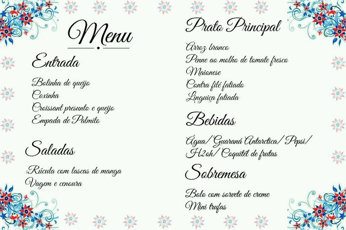 Modelo e arte do nosso menu! - 2