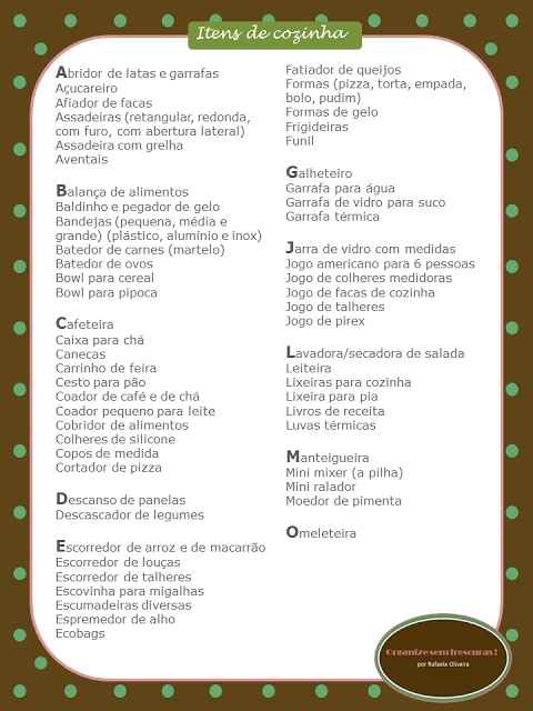 Lista de chá bar 