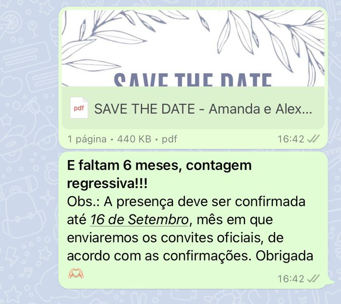 Save The Date - se confirmar, manda convite? 2
