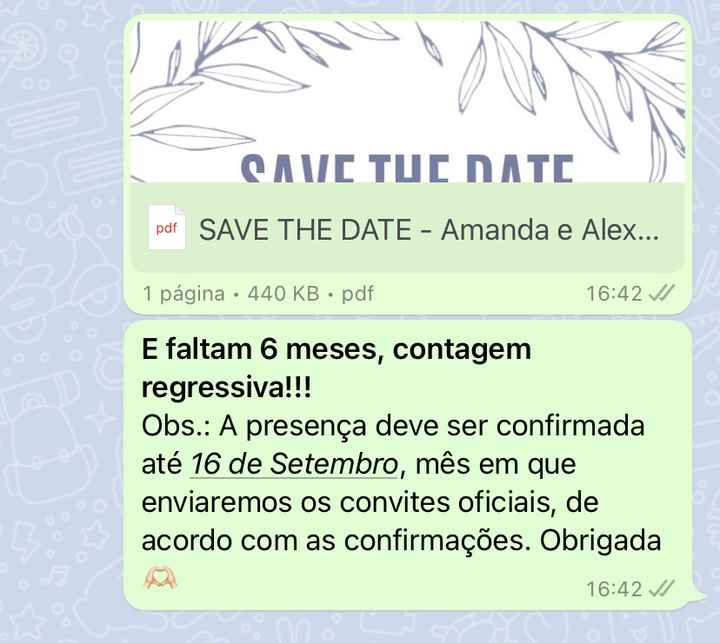 Save The Date - se confirmar, manda convite? - 2