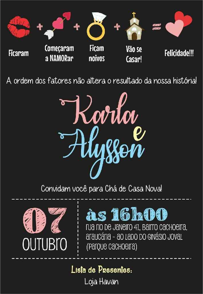 Convite chá de casa nova - 1