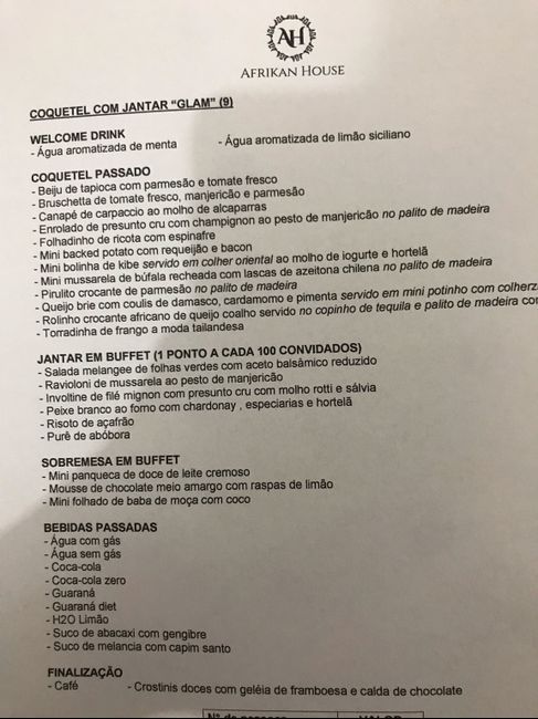 Menu das degustações- buffet - 2