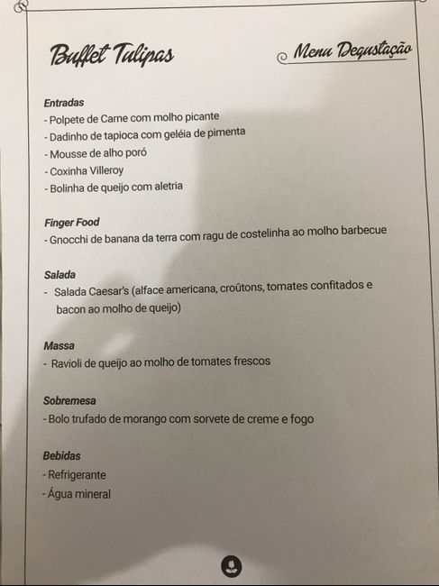 Menu das degustações- buffet - 3