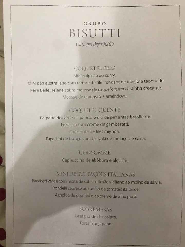 Menu das degustações- buffet - 1