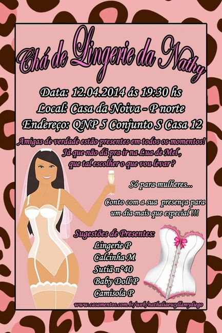 Meu convite do chá de lingerie *-*