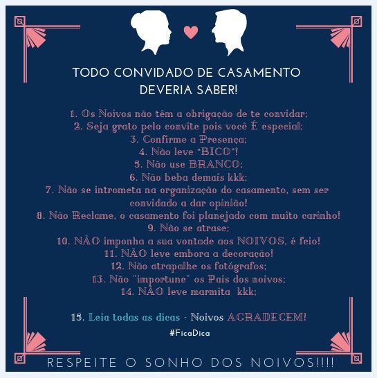 Dica para convidados!