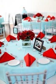 Decoração Azul Tiffany e Vermelho