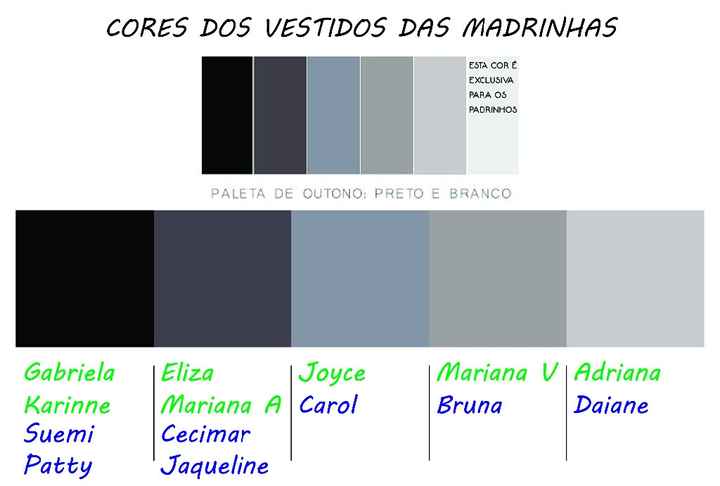 Cores para Madrinhas e Padrinhos