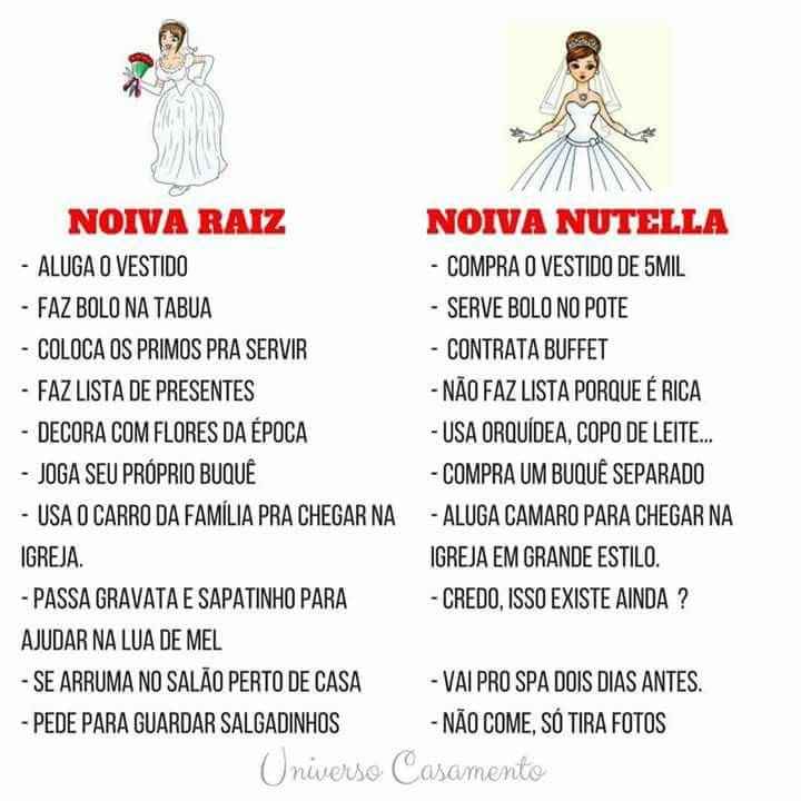  Para descontrair: Noiva Raiz x Noiva Nutella - 1