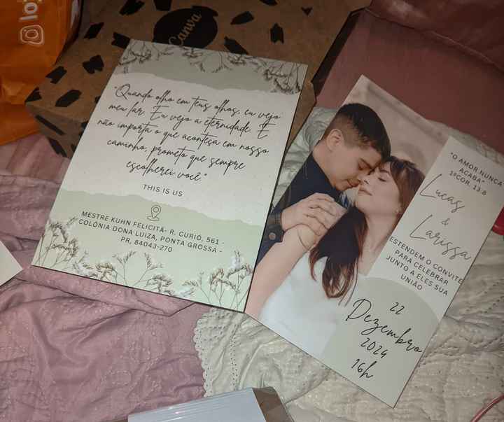 Meu convite de casamento feito e impresso no Canva. - 1