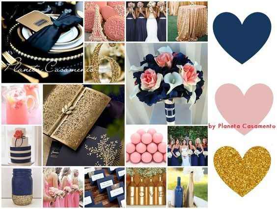 azul, rosa e dourado