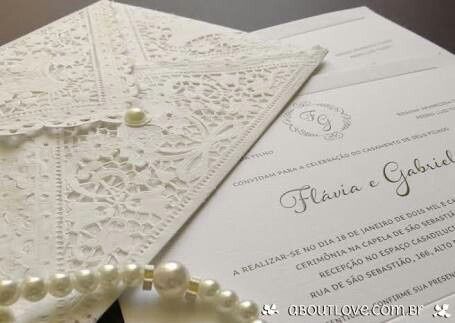 Convite de casamento com Doilie ! (papel rendado) 11