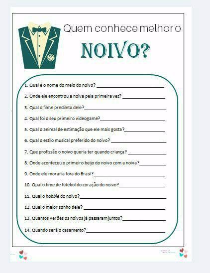 Quem conhecer melhor o noivo?