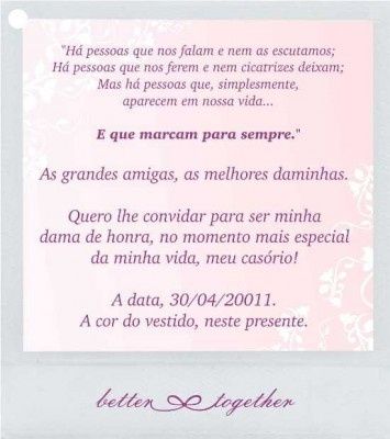 Convite Dama de Honra