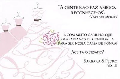 Convite Dama de Honra