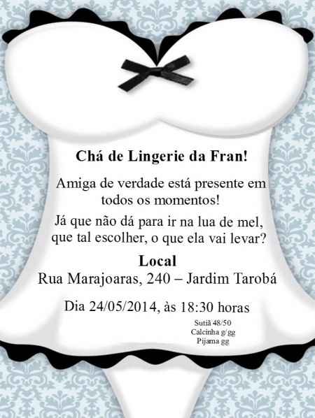 Meu convite Chá de Lingerie