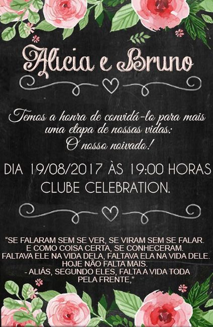 Convite do nosso noivado. - 1