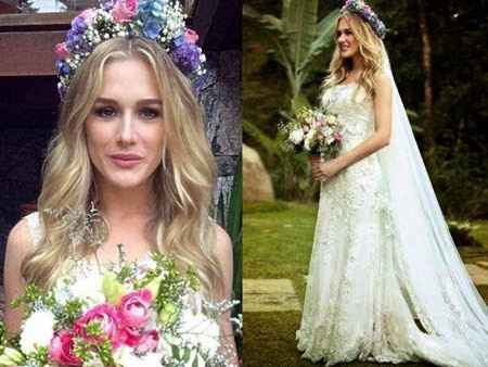 Coroa de flores com véu
