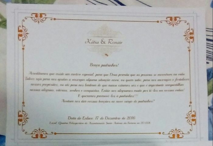 Convite dos padrinhos. - 2