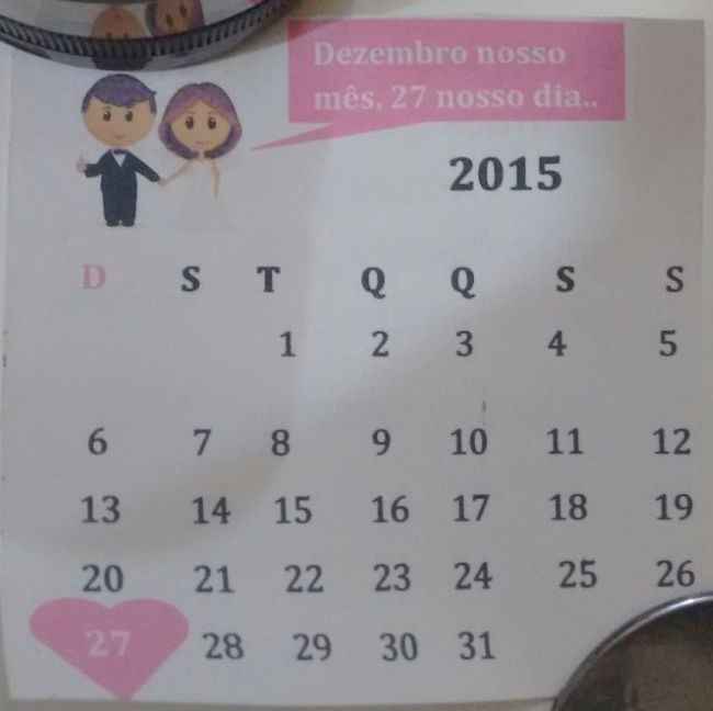 Calendario, dentro do convite