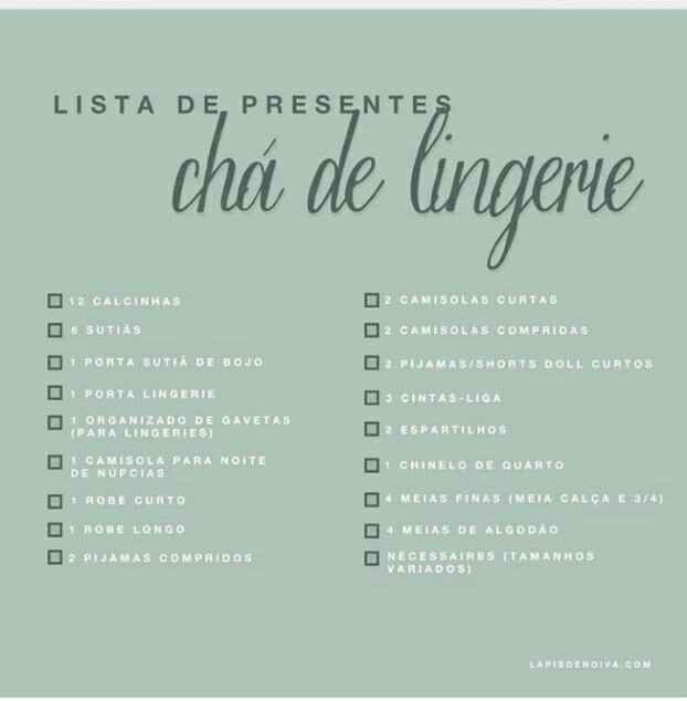 Lista Chá de lingerie - 1
