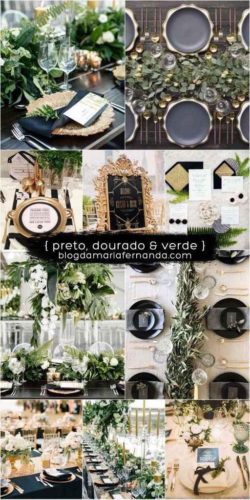 Paleta Preto, dourado e verde