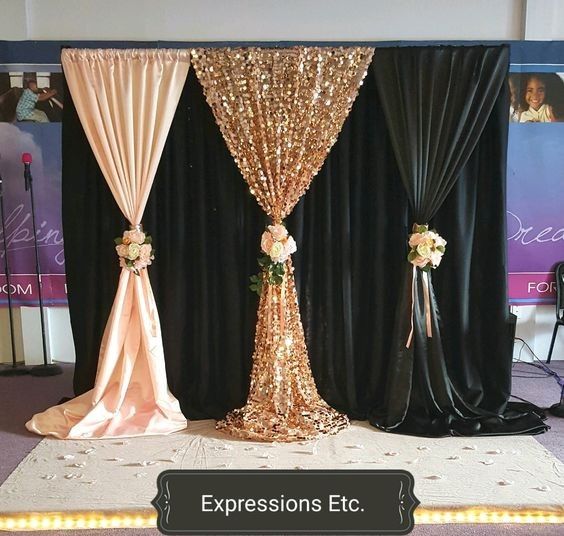 Cortinas - Blush, Rose Gold e Preto