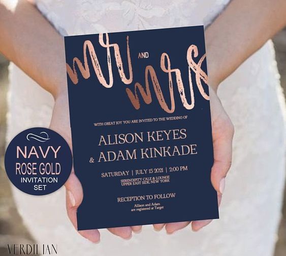 Convite Elegante  Navy