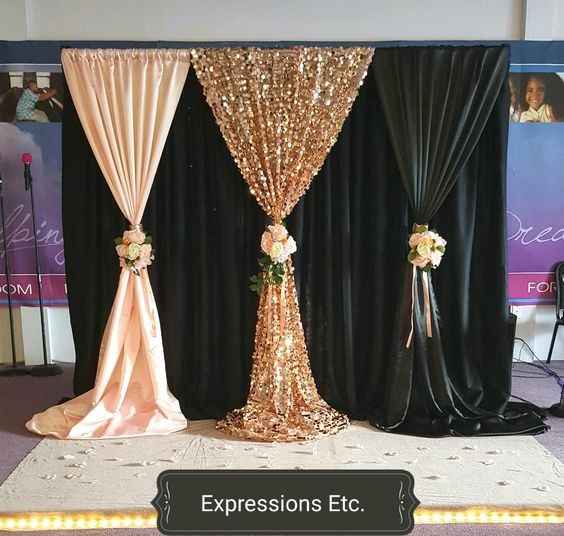 Cortinas - Blush, Rose Gold e Preto