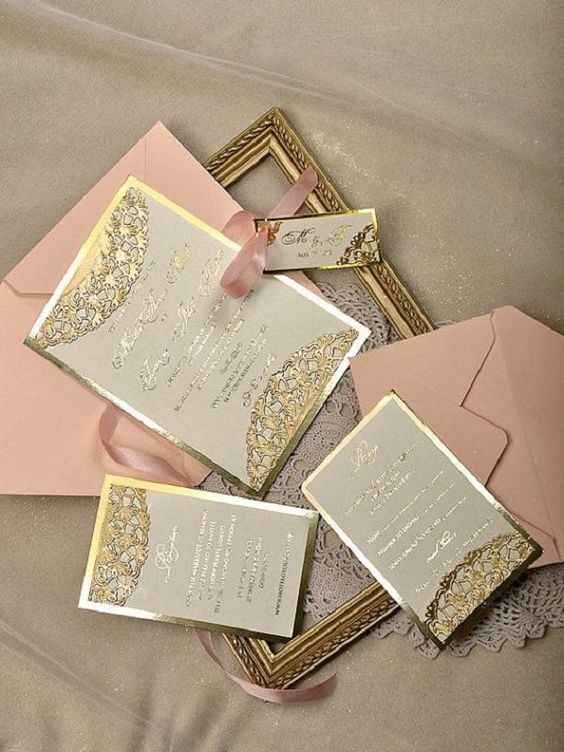 Convite Dourado e Rosa