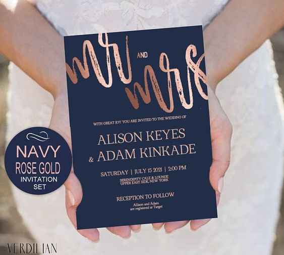 Convite Elegante  Navy