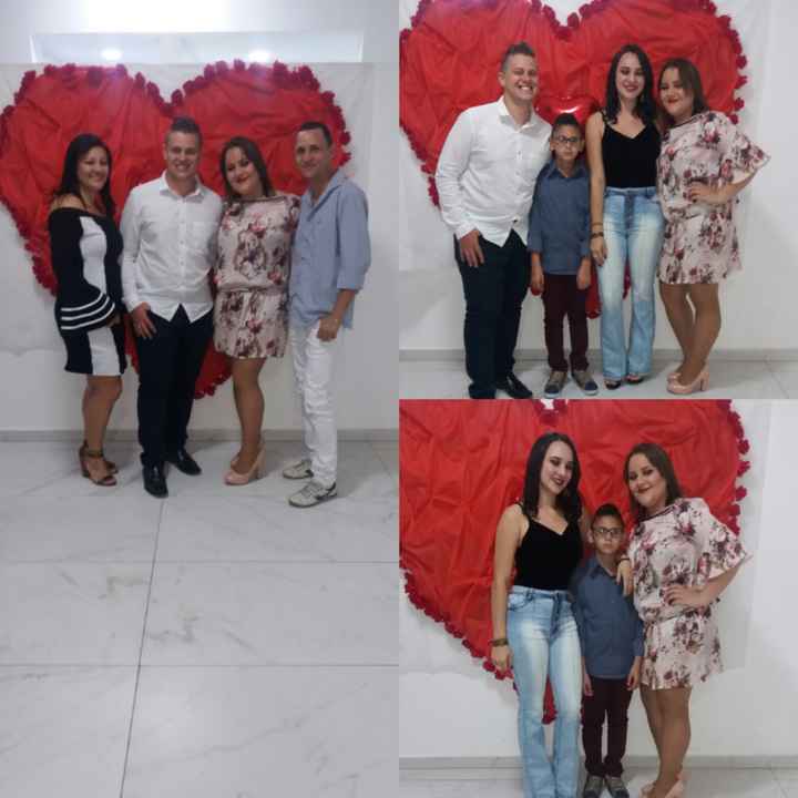 Aqui estão a minha familia ! Meu noivo meus irmãos e meus pais , fizemos esse coração para fazer as 