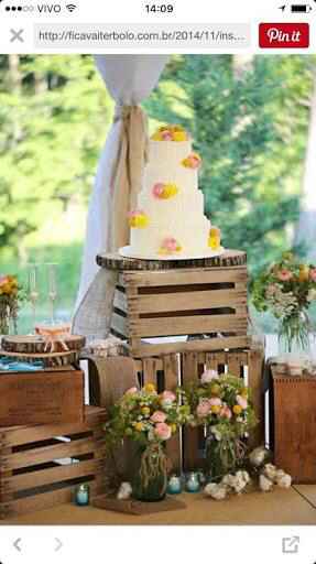 Mesa do bolo com caixotes #inspirações - 2