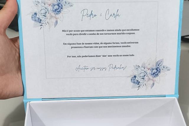 Caixa convite padrinhos