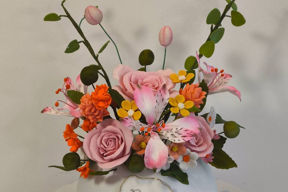 Bolo cúpula com flores