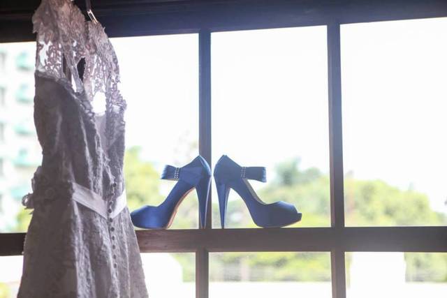 Peep toe azul royal - salto 12