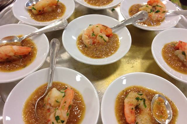 Velouté com camarões