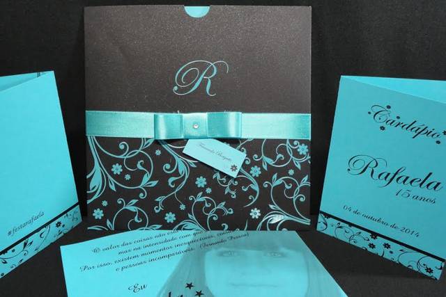 Debutante, convite e cardapio