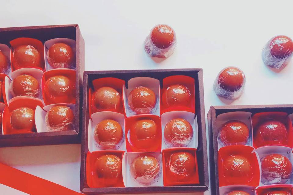 Caixa de trufas com convite