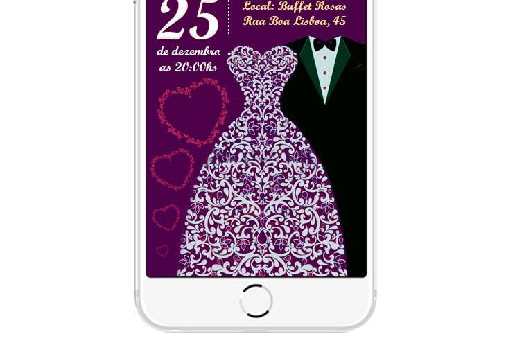 Convite Virtual Tema de Casamento Traje dos Noivos para WhatsApp