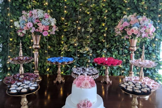 Azul serenity e tons de rosa