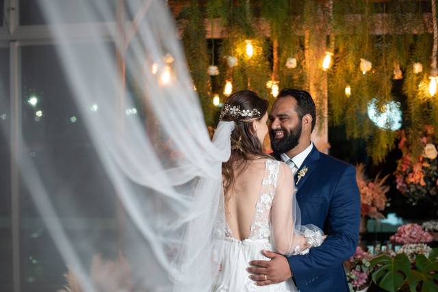 Os noivos antes da festa